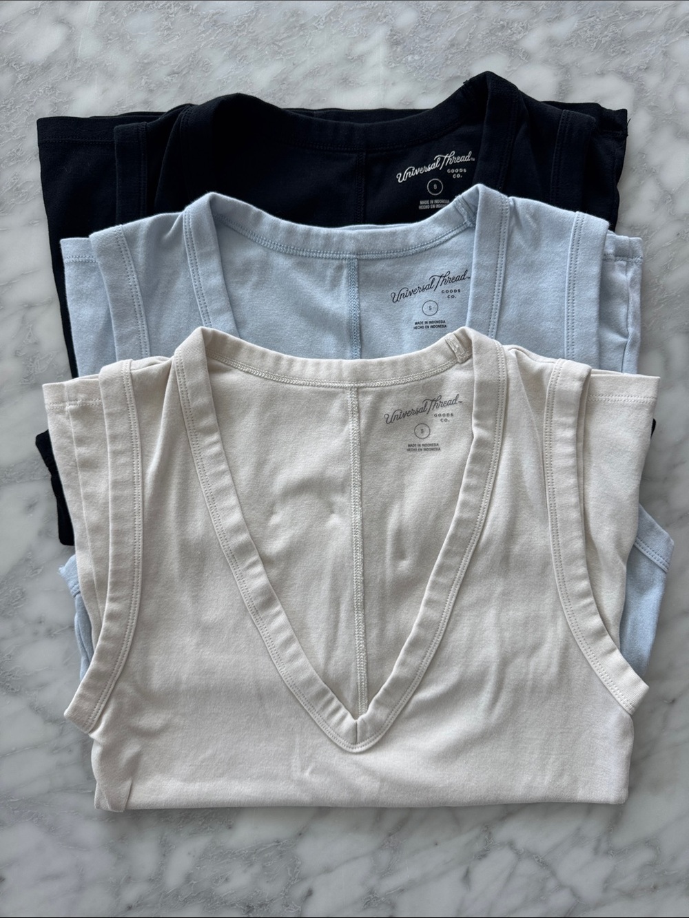 🌼Universal Thread🌼 Bundle V-Neck Tank Top s - Cream, Light Blue, Black